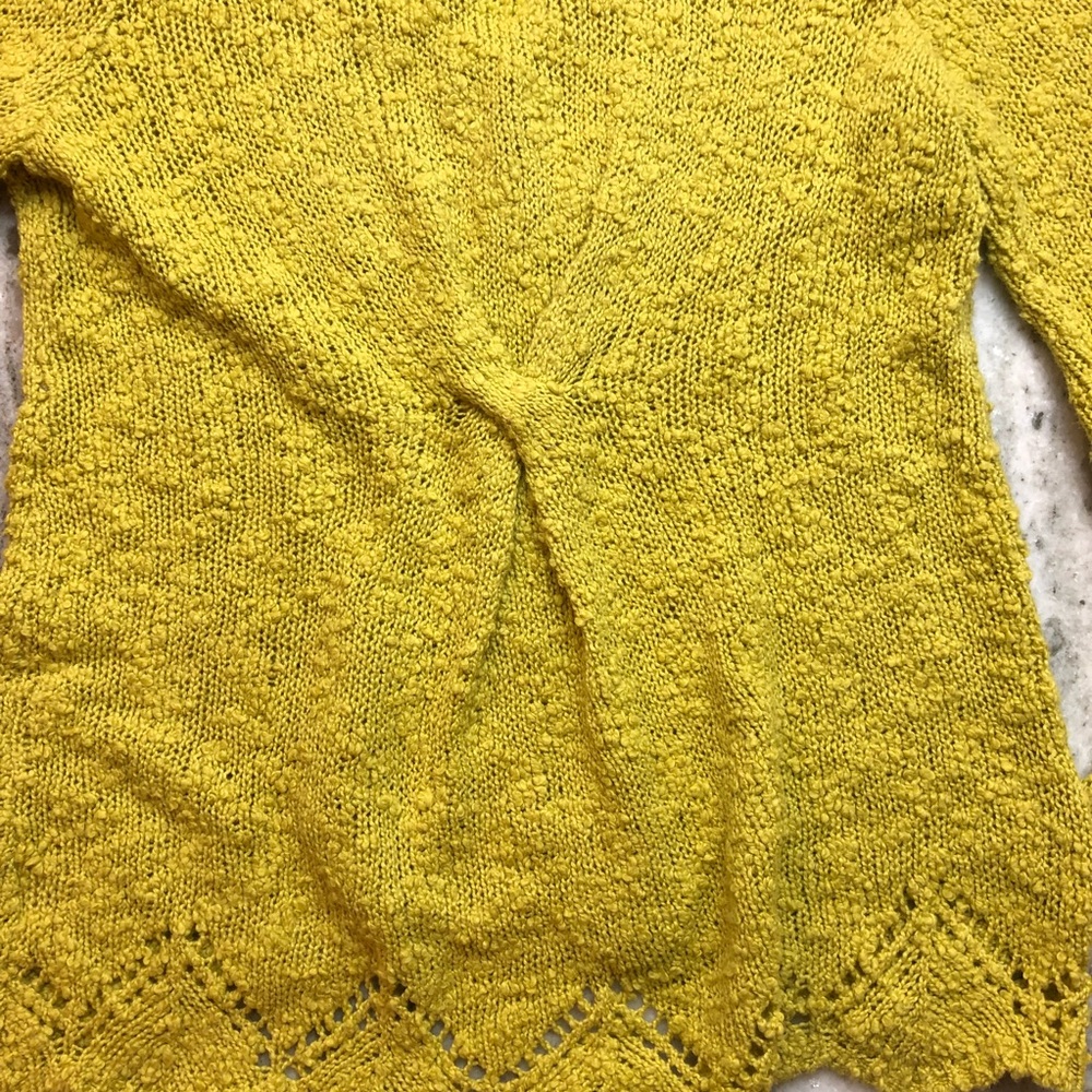 Anthropologie Yellow Bird Peaked Pointelle Sweater - Picture 4 of 7